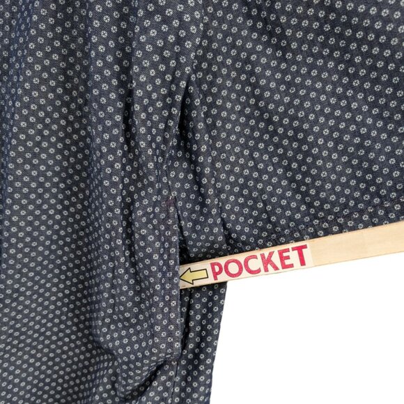 Woman Within Button Front Maxi Dress Navy Floral Canvas Roll Tab Sleeve Sz 34W - Picture 11 of 11